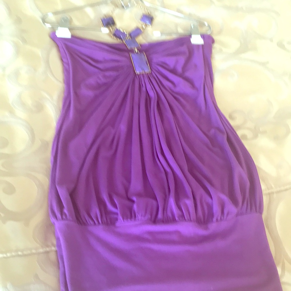 Sky Purple Strapless Mini Dress with Decorative Accent